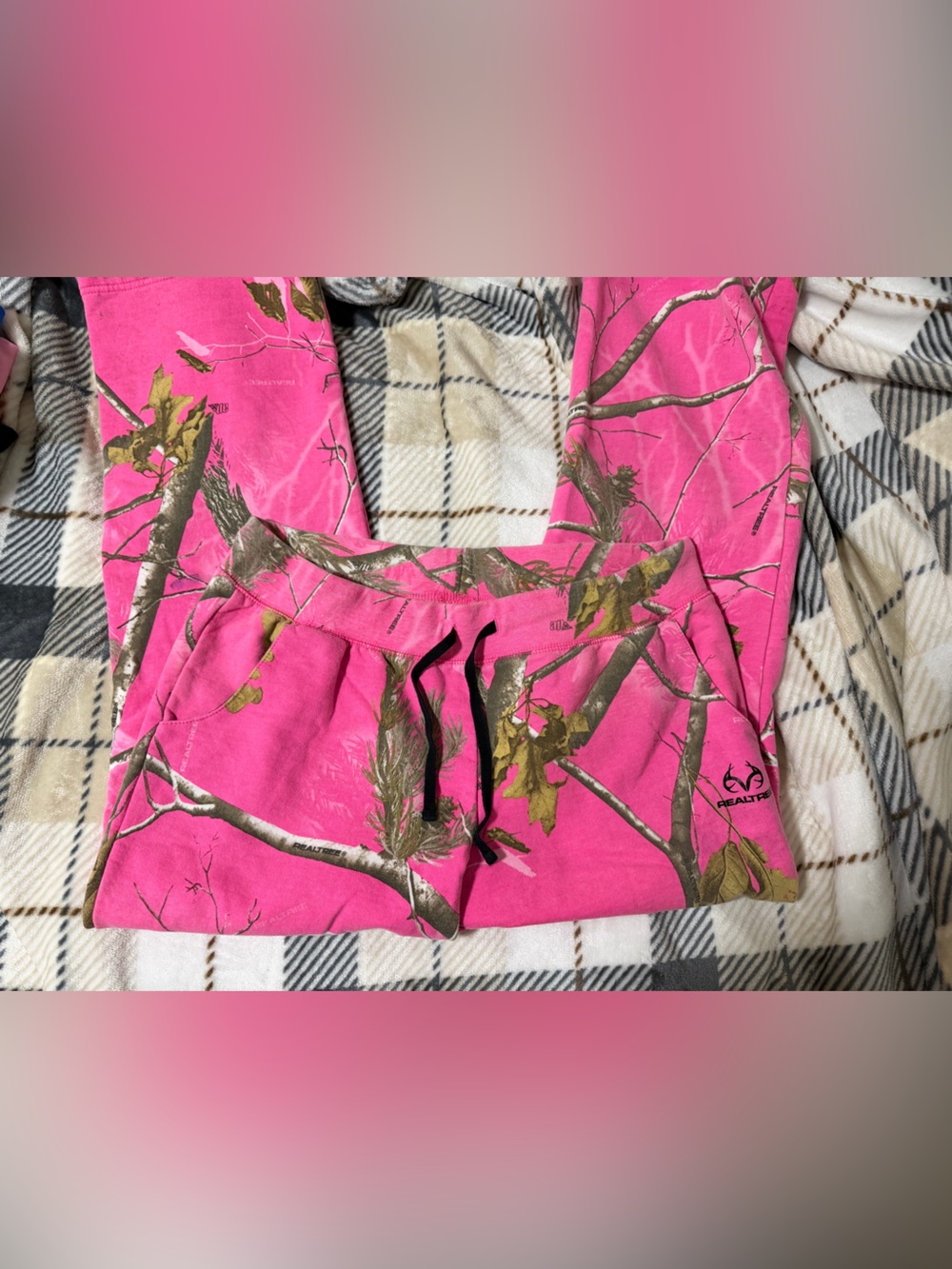 Realtree Hot Pink Camo Wide Leg Pants with Drawstring Waist